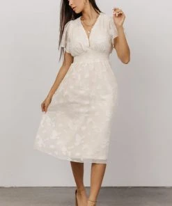 RR June Smocked Midi Dress | Vintage Cream