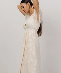 RR June Smocked Midi Dress | Vintage Cream