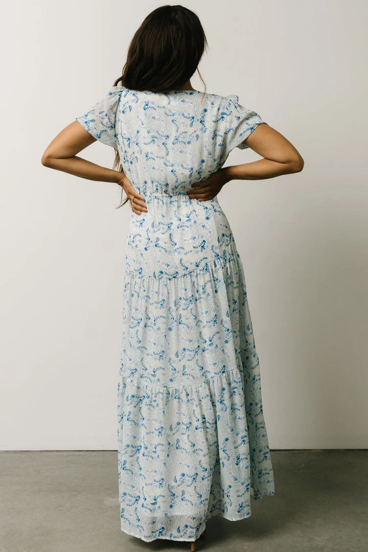 Maxi Dresses Karina Tiered Maxi Dress | Blue Paisley 6 Maxi Dresses Karina Tiered Maxi Dress | Blue Paisley