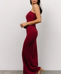 DD Karis One Shoulder Maxi Dress | Burgundy