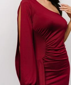 DD Karis One Shoulder Maxi Dress | Burgundy
