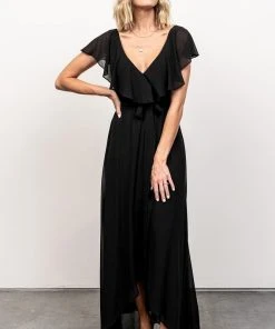 BB Custom Katya Ruffle Maxi Dress | Black