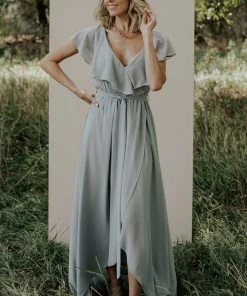 BB Custom Dresses Katya Ruffle Maxi Dress | Light Blue