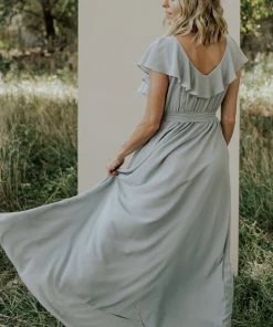 BB Custom Dresses Katya Ruffle Maxi Dress | Light Blue