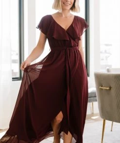 BB Custom Dresses Katya Ruffle Maxi Dress | Mulberry