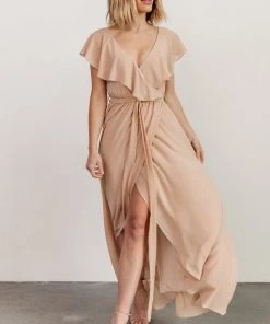 BB Custom Katya Ruffle Maxi Dress | Natural