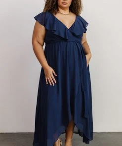 BB Custom Katya Ruffle Maxi Dress | Navy Dresses