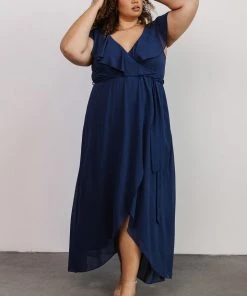 BB Custom Katya Ruffle Maxi Dress | Navy Dresses