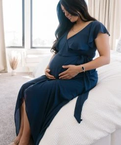 BB Custom Katya Ruffle Maxi Dress | Navy Dresses