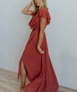 BB Custom Dresses Katya Ruffle Maxi Dress | Rosewood