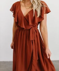 BB Custom Katya Ruffle Maxi Dress | Rust Dresses