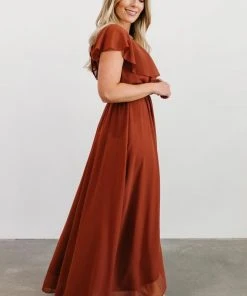 BB Custom Katya Ruffle Maxi Dress | Rust Dresses
