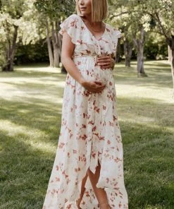 BB Custom Katya Ruffle Maxi Dress | Rust Print