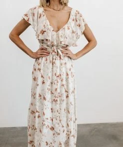 BB Custom Katya Ruffle Maxi Dress | Rust Print