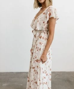 BB Custom Katya Ruffle Maxi Dress | Rust Print