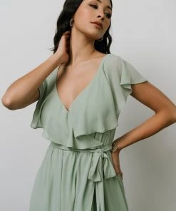 BB Custom Katya Ruffle Maxi Dress | Sage Dresses