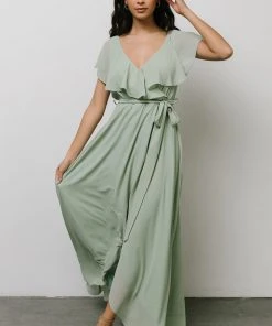 BB Custom Katya Ruffle Maxi Dress | Sage Dresses