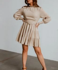 IL Dresses Kayla Dotted Mini Dress | Taupe