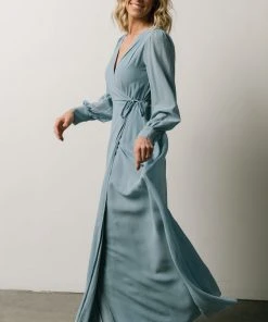 Soi Kelsey Wrap Dress | Dusty Blue Dresses
