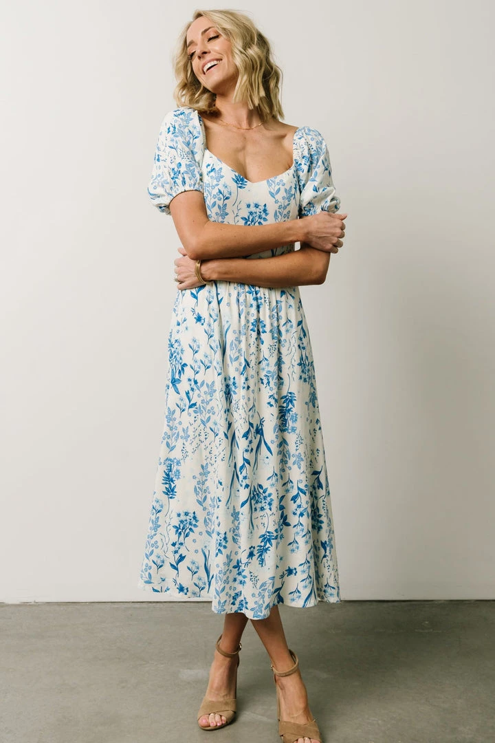 SL Kenna Midi Dress | Blue Floral Print 3 SL Kenna Midi Dress | Blue Floral Print