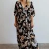 BB Custom Dresses Kia Kimono Maxi Dress | Black Floral
