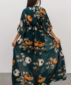 BB Custom Kia Kimono Maxi Dress | Deep Topaz Floral Dresses