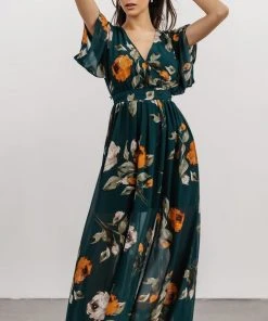 BB Custom Kia Kimono Maxi Dress | Deep Topaz Floral Dresses