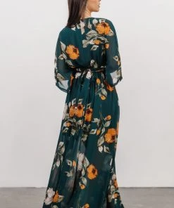 BB Custom Kia Kimono Maxi Dress | Deep Topaz Floral Dresses