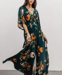 BB Custom Kia Kimono Maxi Dress | Deep Topaz Floral Dresses