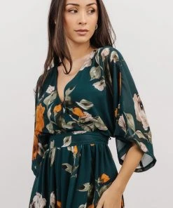 BB Custom Kia Kimono Maxi Dress | Deep Topaz Floral Dresses