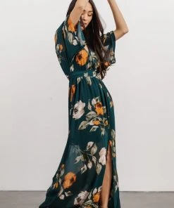 BB Custom Kia Kimono Maxi Dress | Deep Topaz Floral Dresses