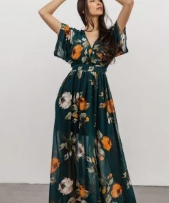 BB Custom Kia Kimono Maxi Dress | Deep Topaz Floral Dresses