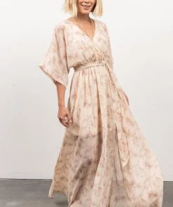 BB Custom Kia Kimono Maxi Dress | Mauve Print Dresses