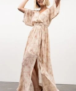 BB Custom Kia Kimono Maxi Dress | Mauve Print Dresses
