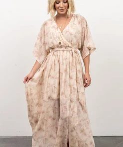 BB Custom Kia Kimono Maxi Dress | Mauve Print Dresses