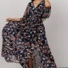BB Custom Kia Kimono Maxi Dress | Dark Blue Floral