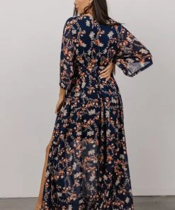 BB Custom Kia Kimono Maxi Dress | Dark Blue Floral