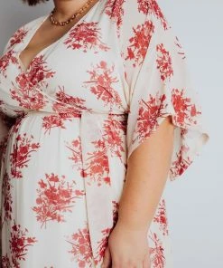 BB Custom Kia Kimono Maxi Dress | Red Floral