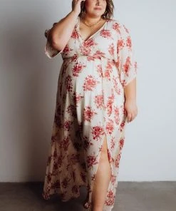BB Custom Kia Kimono Maxi Dress | Red Floral