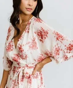 BB Custom Kia Kimono Maxi Dress | Red Floral