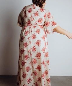 BB Custom Kia Kimono Maxi Dress | Red Floral