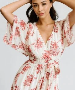 BB Custom Kia Kimono Maxi Dress | Red Floral