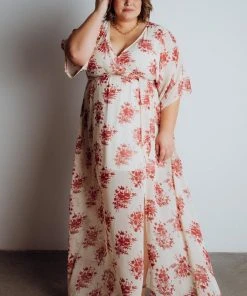 BB Custom Kia Kimono Maxi Dress | Red Floral