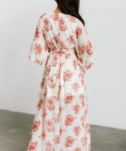 BB Custom Kia Kimono Maxi Dress | Red Floral