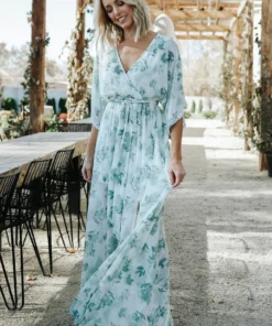 BB Custom Dresses Kia Kimono Maxi Dress | Sage Floral
