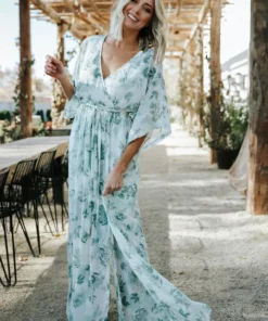 BB Custom Dresses Kia Kimono Maxi Dress | Sage Floral