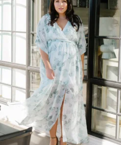 BB Custom Dresses Kia Kimono Maxi Dress | Sage Floral