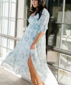 BB Custom Dresses Kia Kimono Maxi Dress | Sage Floral