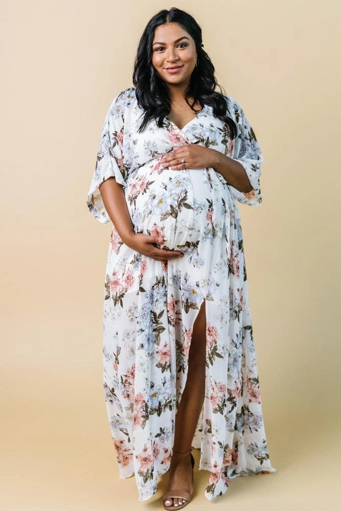 BB Custom Kia Kimono Maxi Dress | White Floral 10 BB Custom Kia Kimono Maxi Dress | White Floral