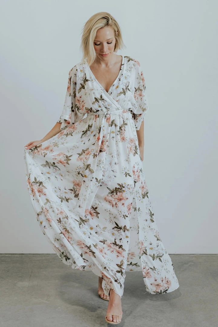 BB Custom Kia Kimono Maxi Dress | White Floral 7 BB Custom Kia Kimono Maxi Dress | White Floral